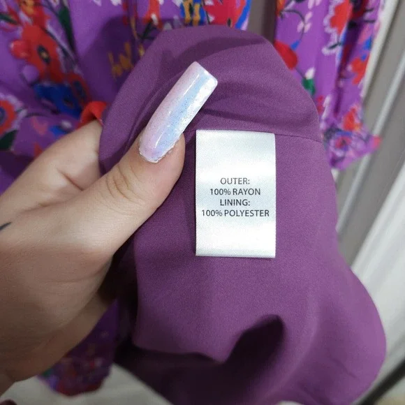 Saloni Womens Dress Eve Mini Button Lilac Pimpernel Purple Floral Prairie Size 2 - Picture 16 of 16